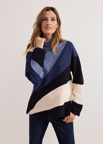 Phase Eight Sabrina Swirl Jacqaurd Knitwear Navy USA | 3529641-DZ